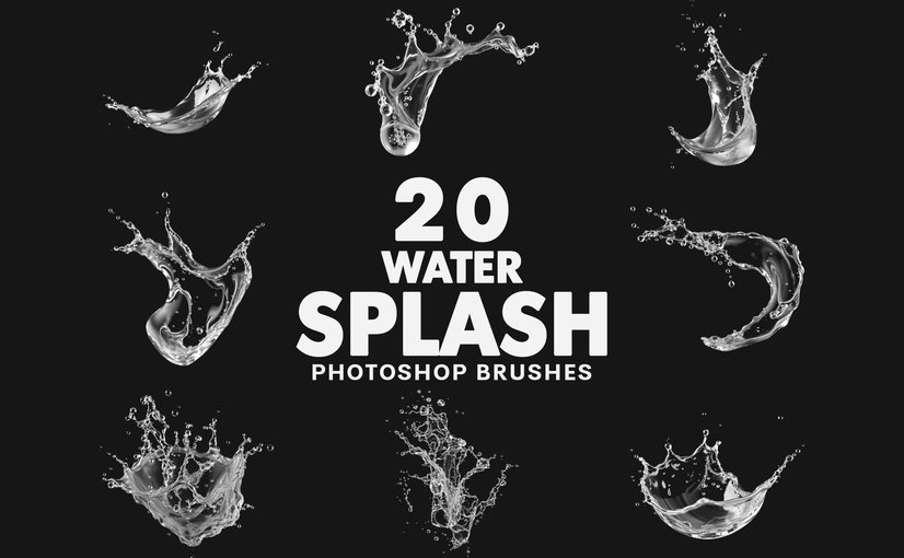 20款水花飞溅效果笔刷素材 20 Water Splash Brushes