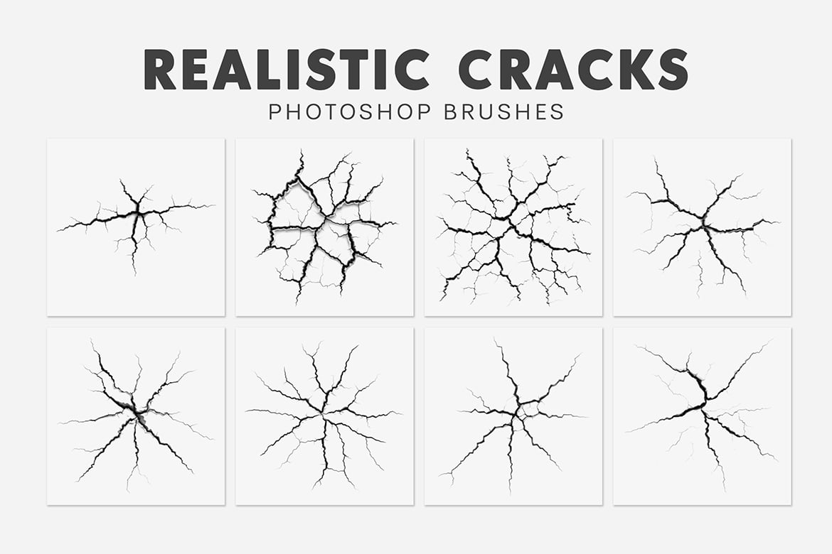 20款逼真裂纹质感笔刷素材 20 Realistic Cracks Brushes插图1