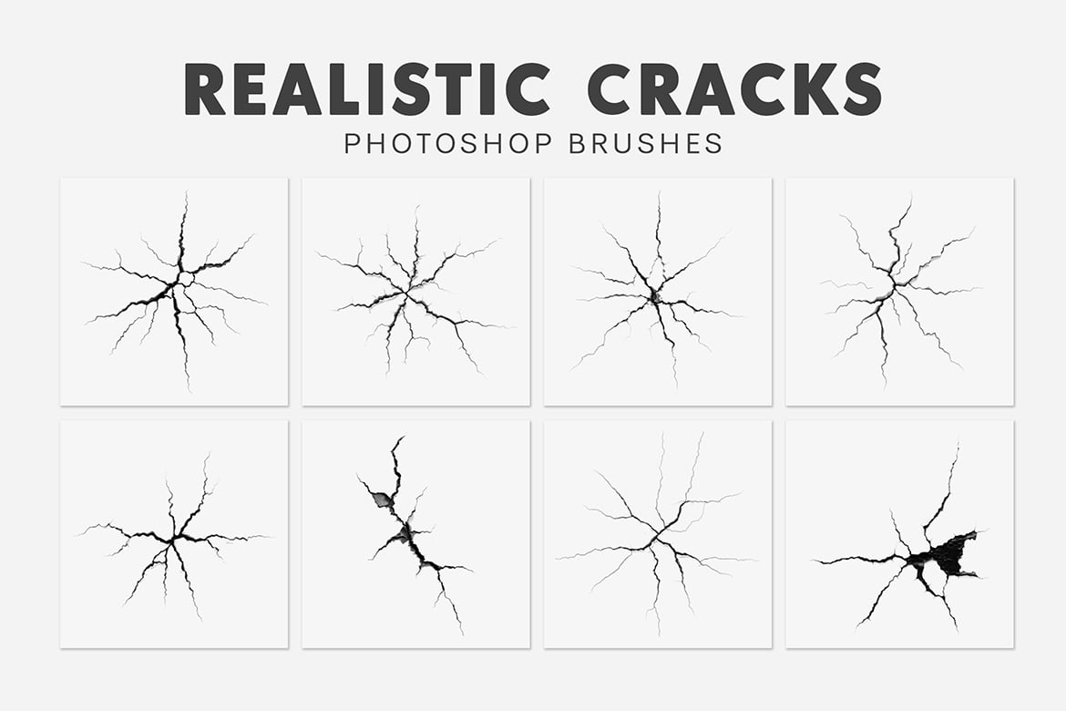 20款逼真裂纹质感笔刷素材 20 Realistic Cracks Brushes插图3