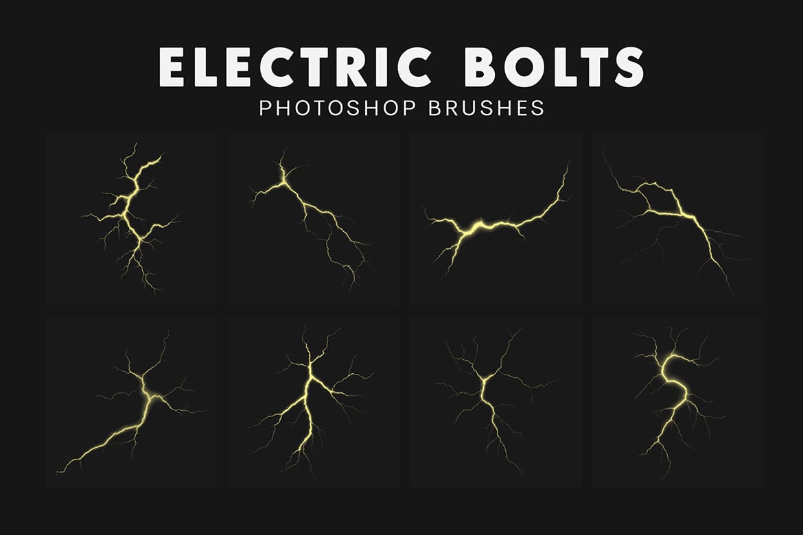 20款闪电电流特效笔刷素材 20 Electric Bolts Brushes插图1 20款闪电电流特效笔刷素材 20 Electric Bolts Brushes
