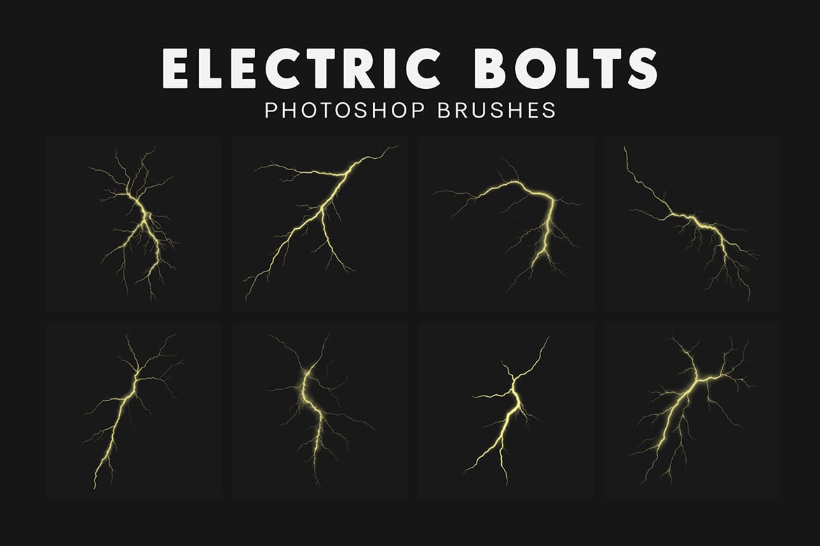 20款闪电电流特效笔刷素材 20 Electric Bolts Brushes插图3 20款闪电电流特效笔刷素材 20 Electric Bolts Brushes