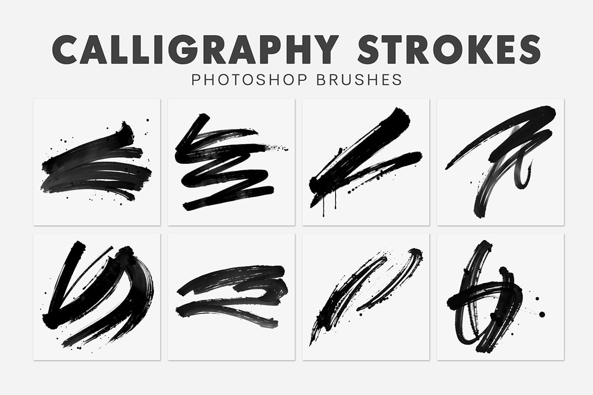20款书法笔触手写笔刷素材 20 Calligraphy Strokes Brushes插图1 20款书法笔触手写笔刷素材 20 Calligraphy Strokes Brushes