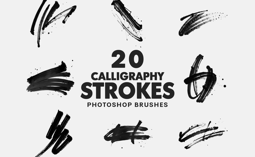 20款书法笔触手写笔刷素材 20 Calligraphy Strokes Brushes
