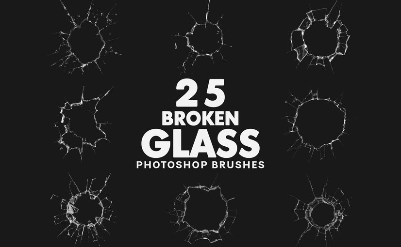 25款破碎玻璃裂纹笔刷素材 25 Broken Glass Brushes