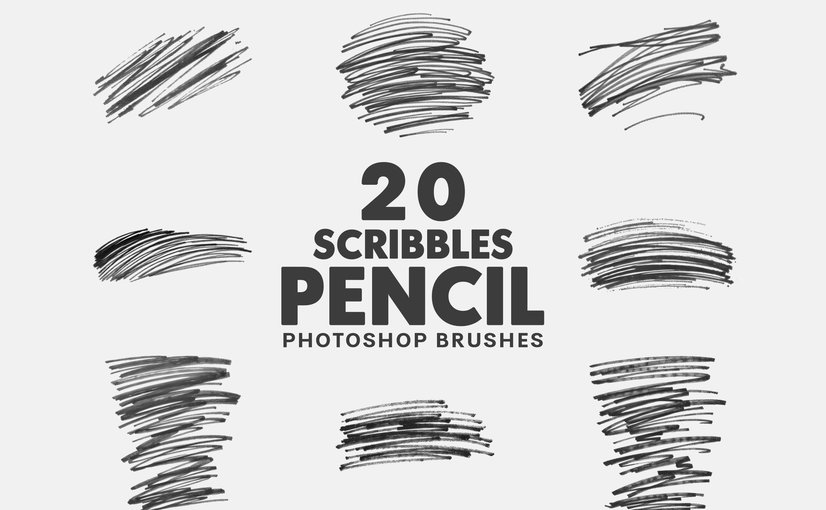 20款铅笔涂鸦手绘笔刷素材 20 Pencil Scribbles Brushes