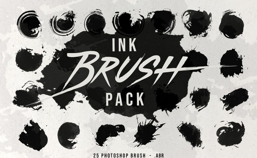 25款泼墨飞溅效果笔刷套装 25 Splatter Ink Brush Pack