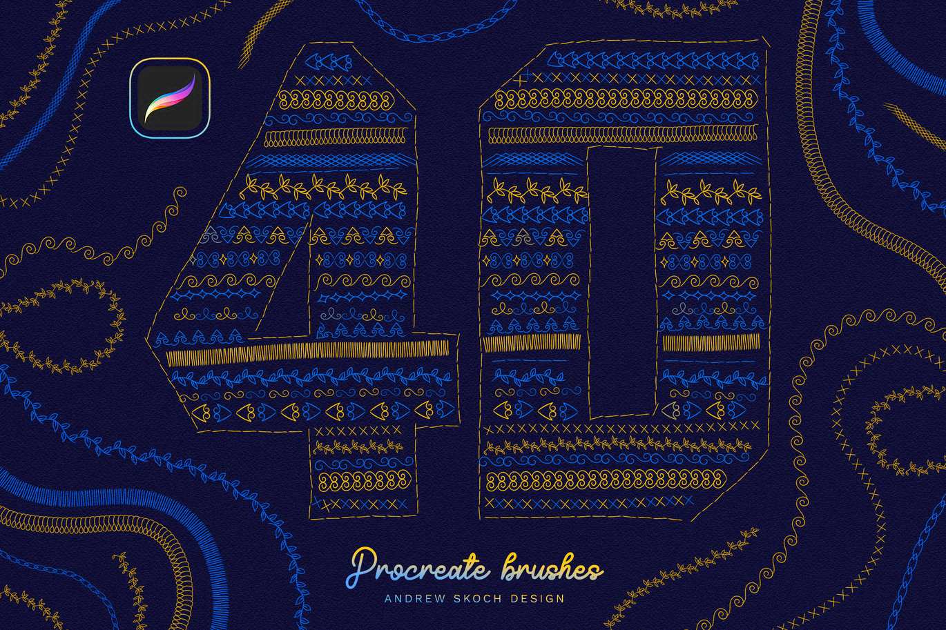 刺绣针脚效果Procreate笔刷第二版 Embroidery Stitches Procreate Brushes 2插图6 刺绣针脚效果Procreate笔刷第二版 Embroidery Stitches Procreate Brushes 2