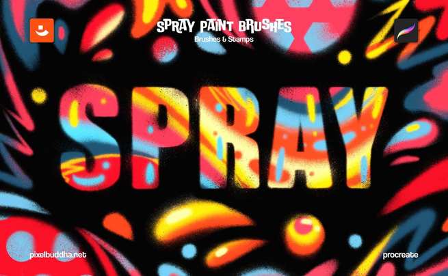 喷漆涂鸦质感Procreate笔刷 Spray Paint Procreate Brushes