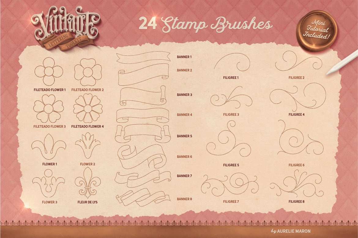 复古水彩字迹工具包笔刷 Vintage Lettering Toolkit插图5 复古水彩字迹工具包笔刷 Vintage Lettering Toolkit