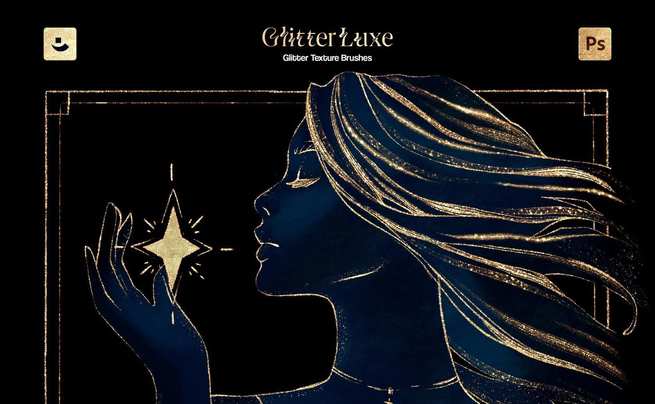 闪闪发光质感纹理Photoshop笔刷 Photoshop Glitter Texture Brushes