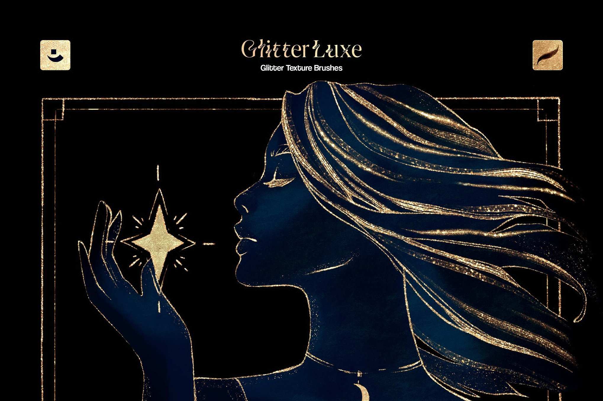 金色闪粉质感Procreate笔刷 Procreate Glitter Texture Brushes插图 金色闪粉质感Procreate笔刷 Procreate Glitter Texture Brushes