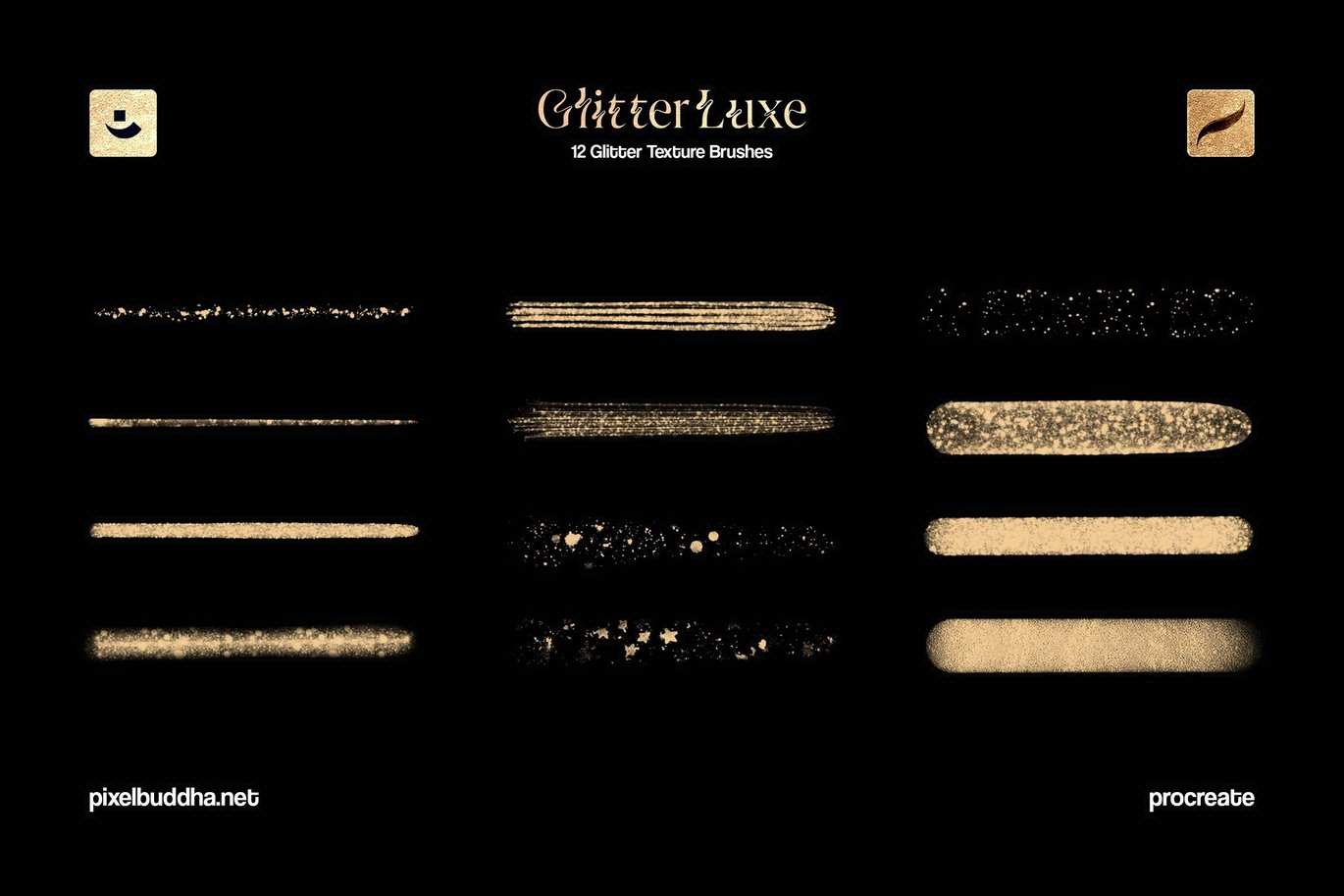 金色闪粉质感Procreate笔刷 Procreate Glitter Texture Brushes插图3 金色闪粉质感Procreate笔刷 Procreate Glitter Texture Brushes