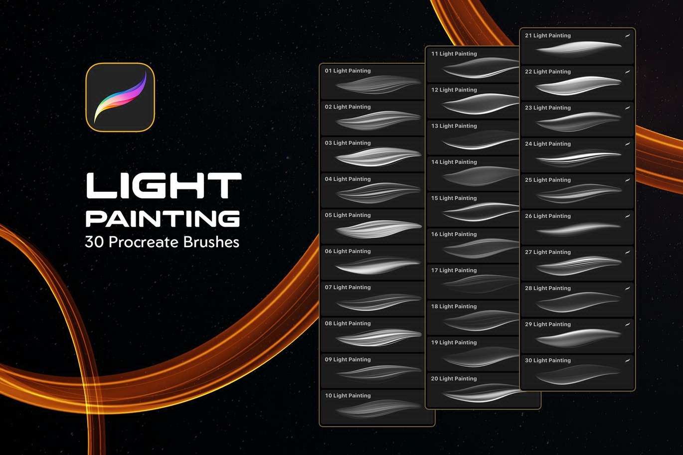光绘效果Procreate笔刷 Light Painting Procreate Brushes插图8 光绘效果Procreate笔刷 Light Painting Procreate Brushes