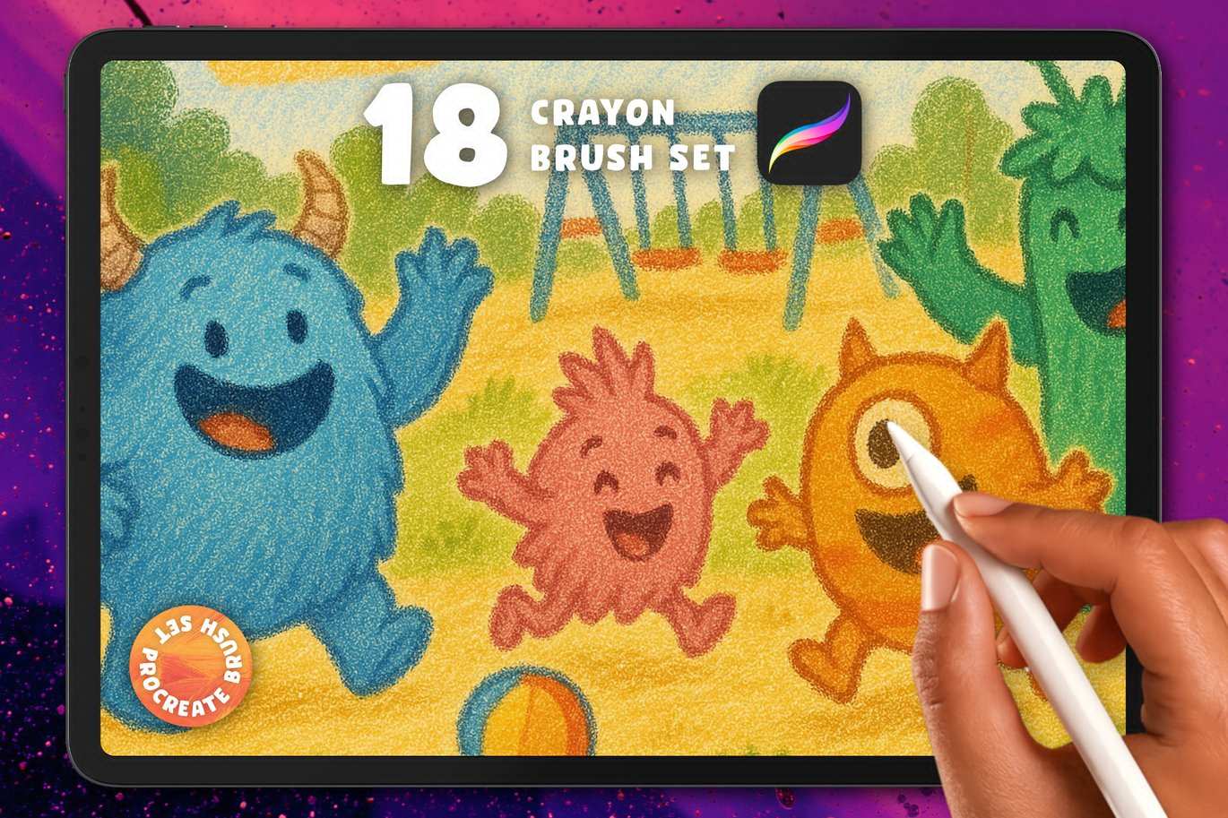 18款儿童蜡笔绘画Procreate笔刷 18 Crayon Procreate Brush Set For Child Art插图4 18款儿童蜡笔绘画Procreate笔刷 18 Crayon Procreate Brush Set For Child Art