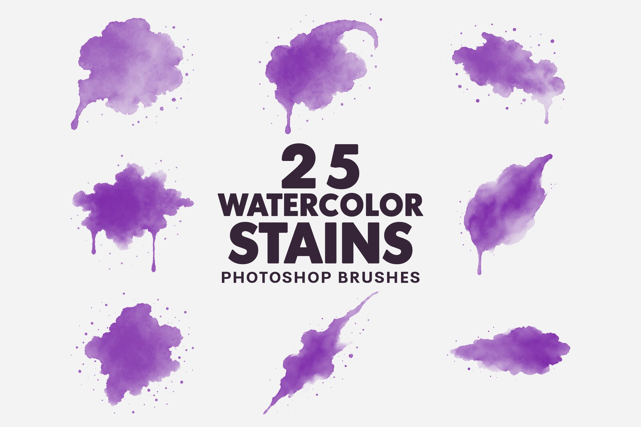 25款水彩污渍效果笔刷 25 Watercolor Stains Brushes插图 25款水彩污渍效果笔刷 25 Watercolor Stains Brushes