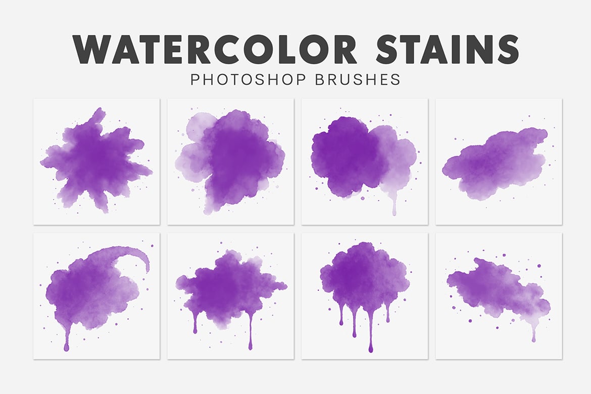 25款水彩污渍效果笔刷 25 Watercolor Stains Brushes插图3 25款水彩污渍效果笔刷 25 Watercolor Stains Brushes