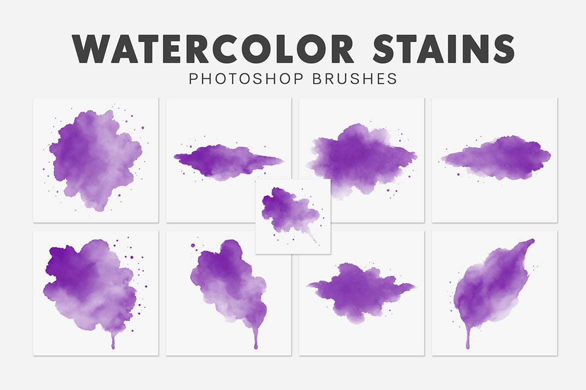 25款水彩污渍效果笔刷 25 Watercolor Stains Brushes插图1 25款水彩污渍效果笔刷 25 Watercolor Stains Brushes
