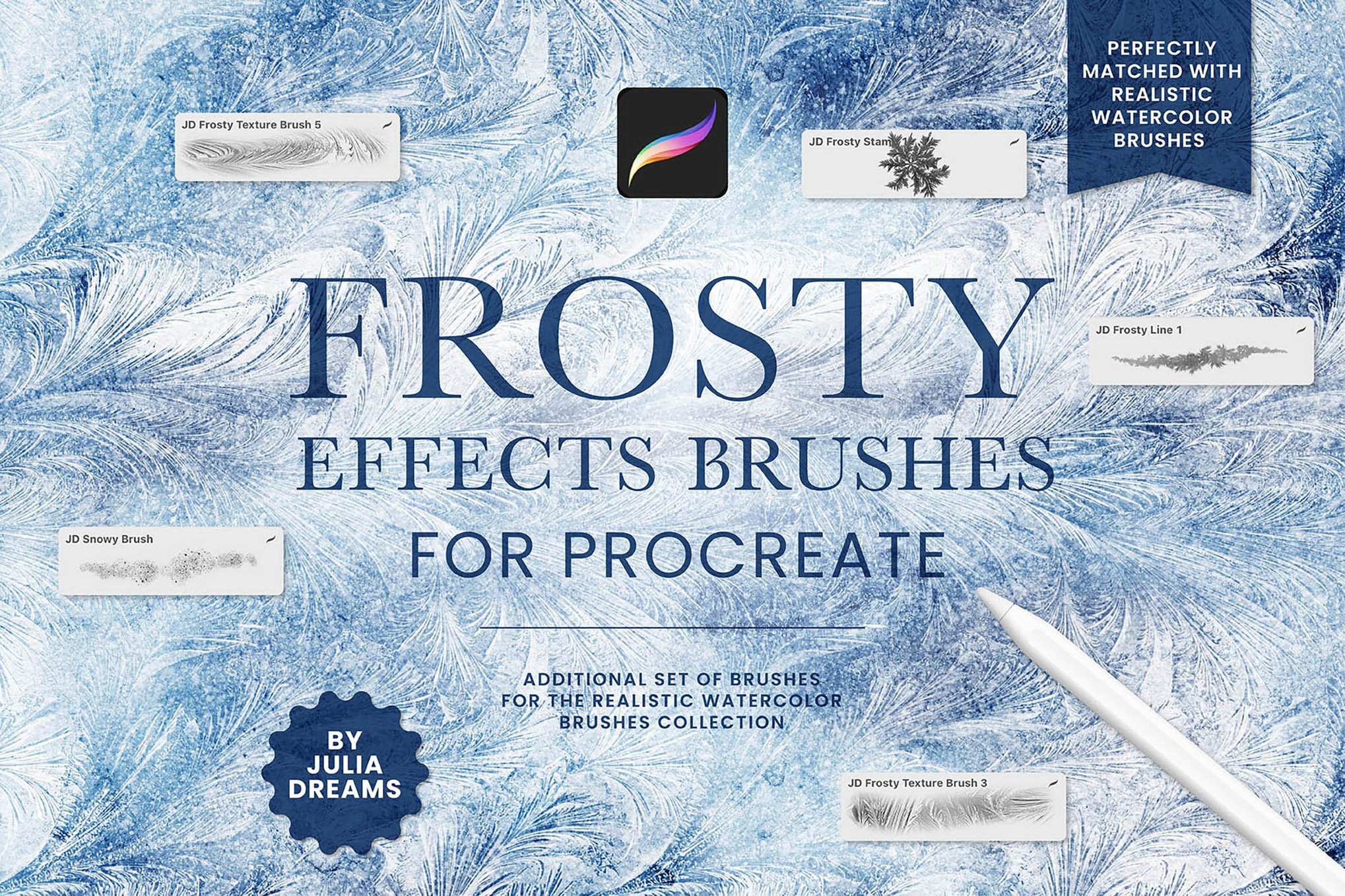 磨砂玻璃霜冻效果Procreate笔刷 Frosty Effects Frosted Glass Procreate Brushes