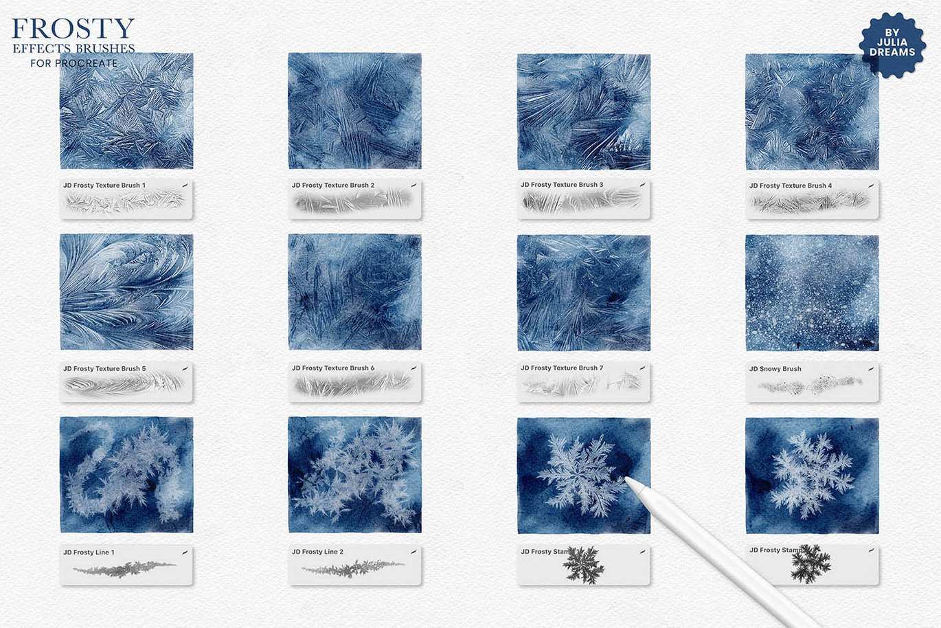 磨砂玻璃霜冻效果Procreate笔刷 Frosty Effects Frosted Glass Procreate Brushes