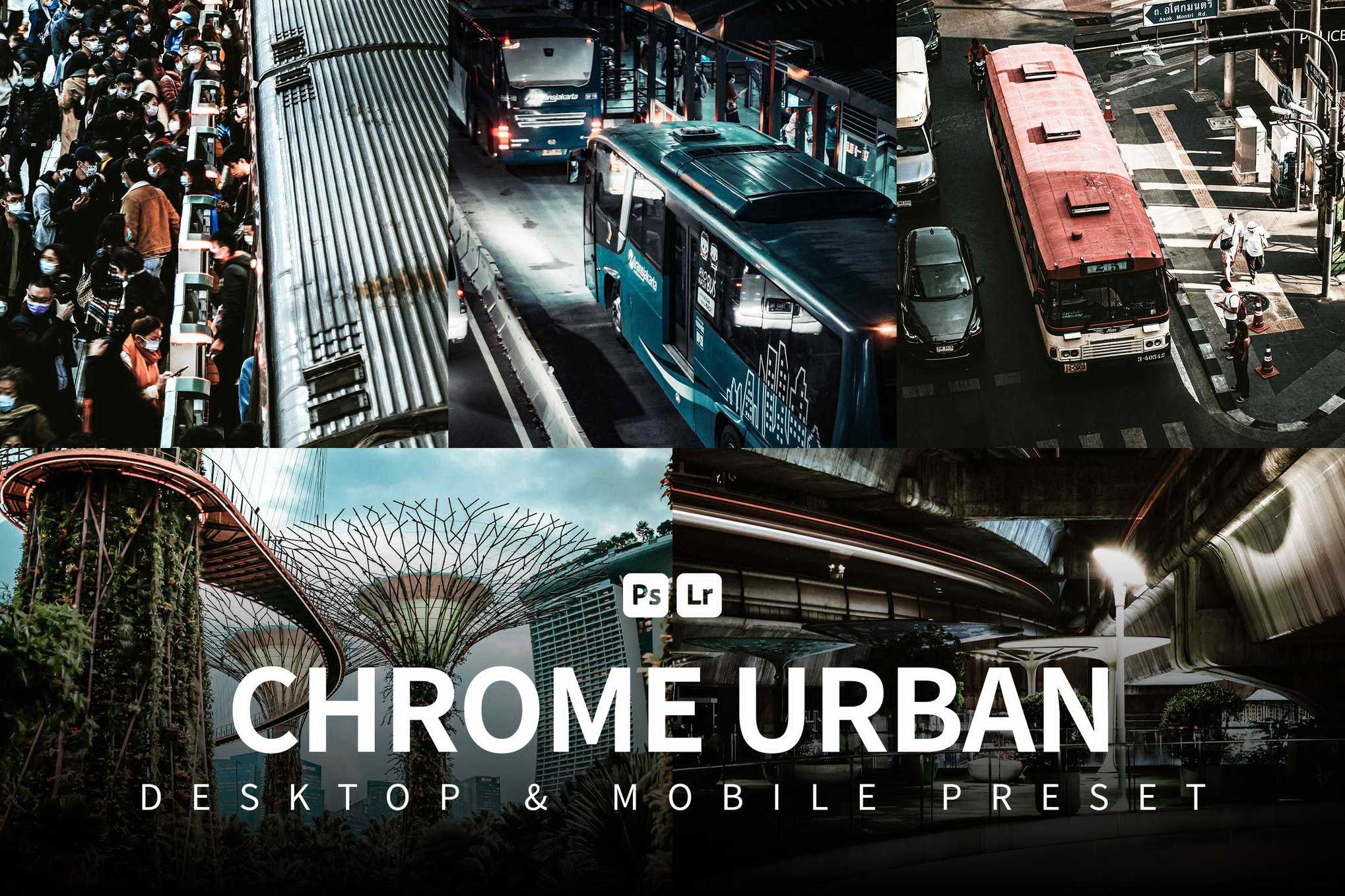 都市铬金属感桌面与移动端预设 Chrome Urban Desktop & Mobile Presets