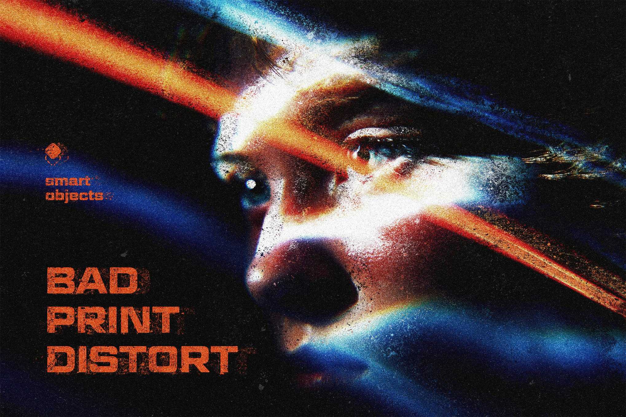 故障扭曲印刷文字效果图层样式 Bad Distorted Print Effect