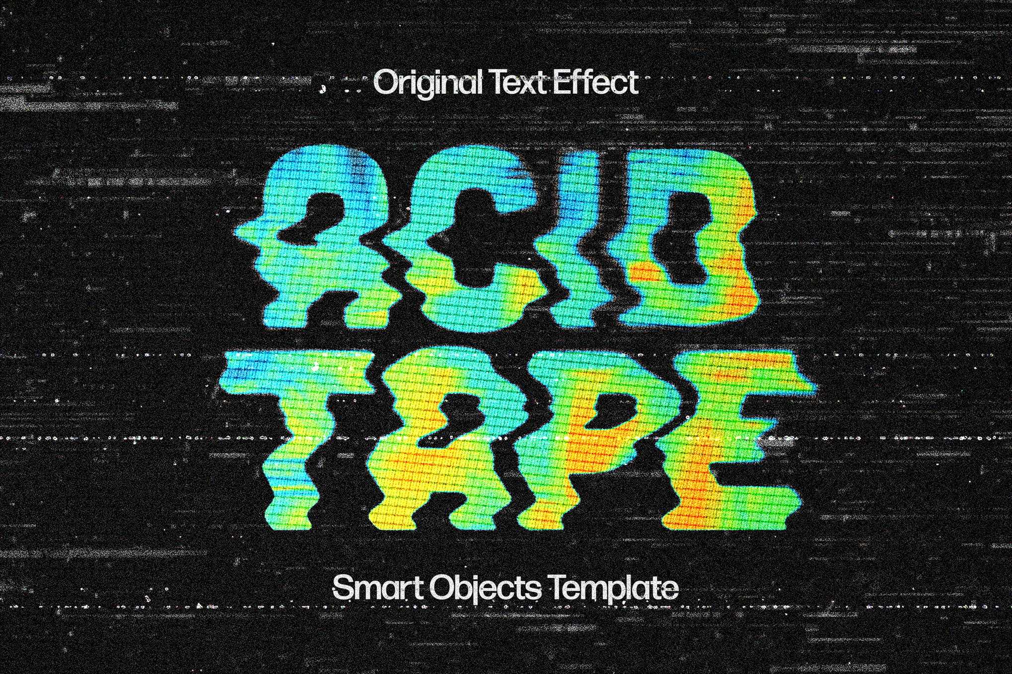 VHS复古录像带失真文字效果图层样式 VHS Distorted Text Effect