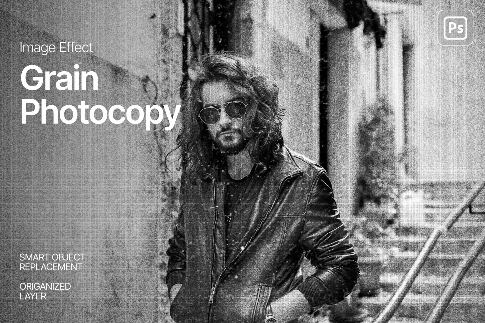 颗粒感复印图像效果图层样式 Grain Photocopy Image Effect