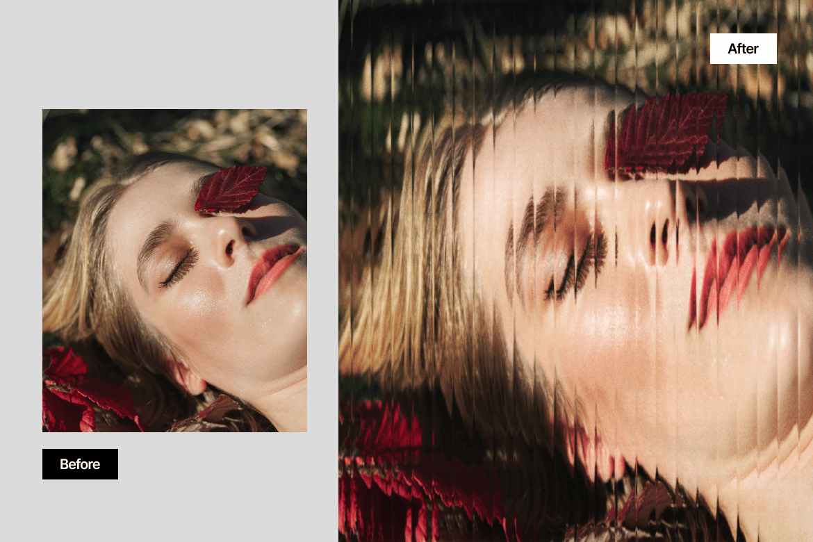 垂直玻璃折射图像效果图层样式 Vertical Glass Refraction Image Effect插图1 垂直玻璃折射图像效果图层样式 Vertical Glass Refraction Image Effect