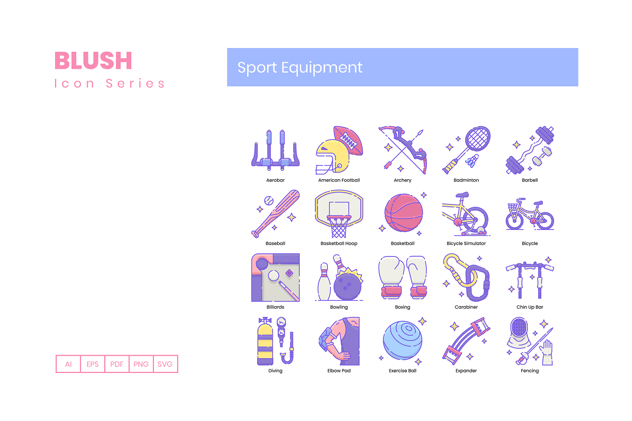 运动健身器材图标素材 Sport Equipment Icons插图1 运动健身器材图标素材 Sport Equipment Icons