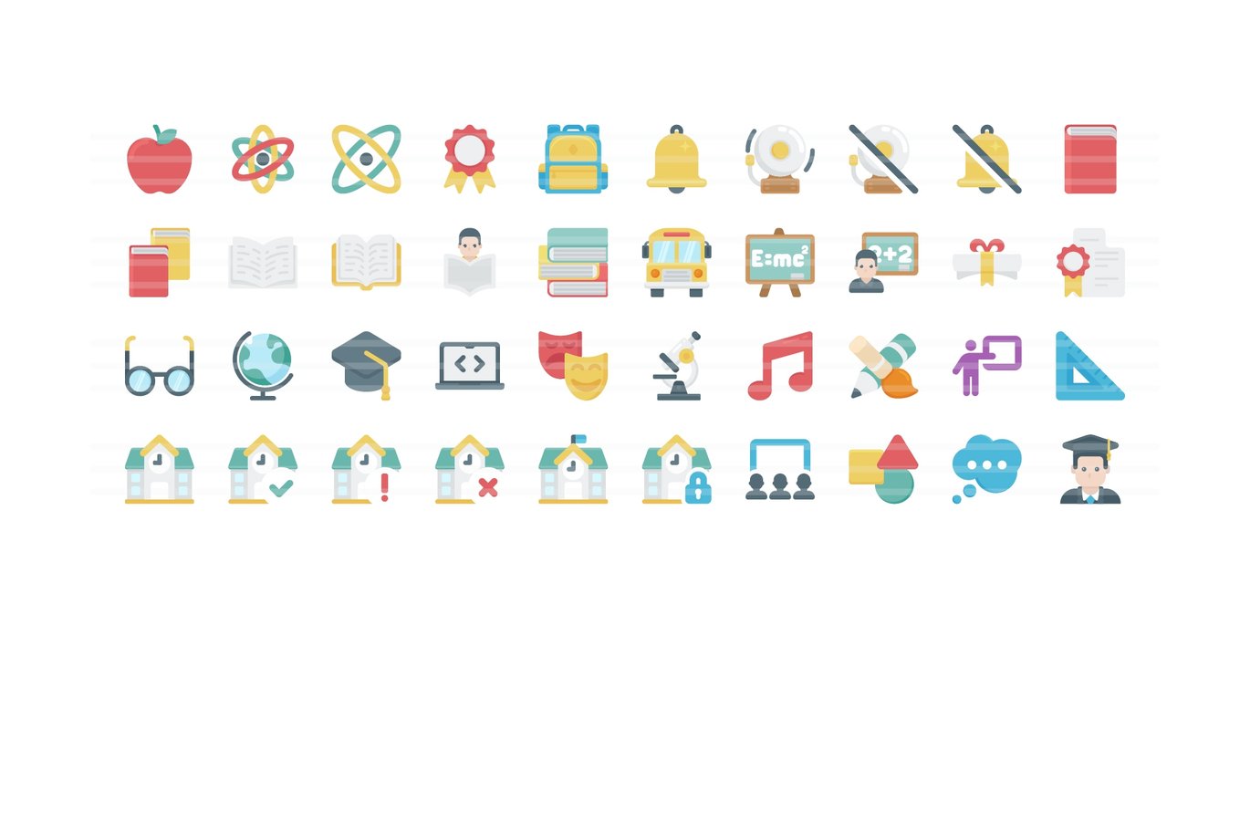 教育学习主题扁平图标集 Education Icon Set插图1 教育学习主题扁平图标集 Education Icon Set