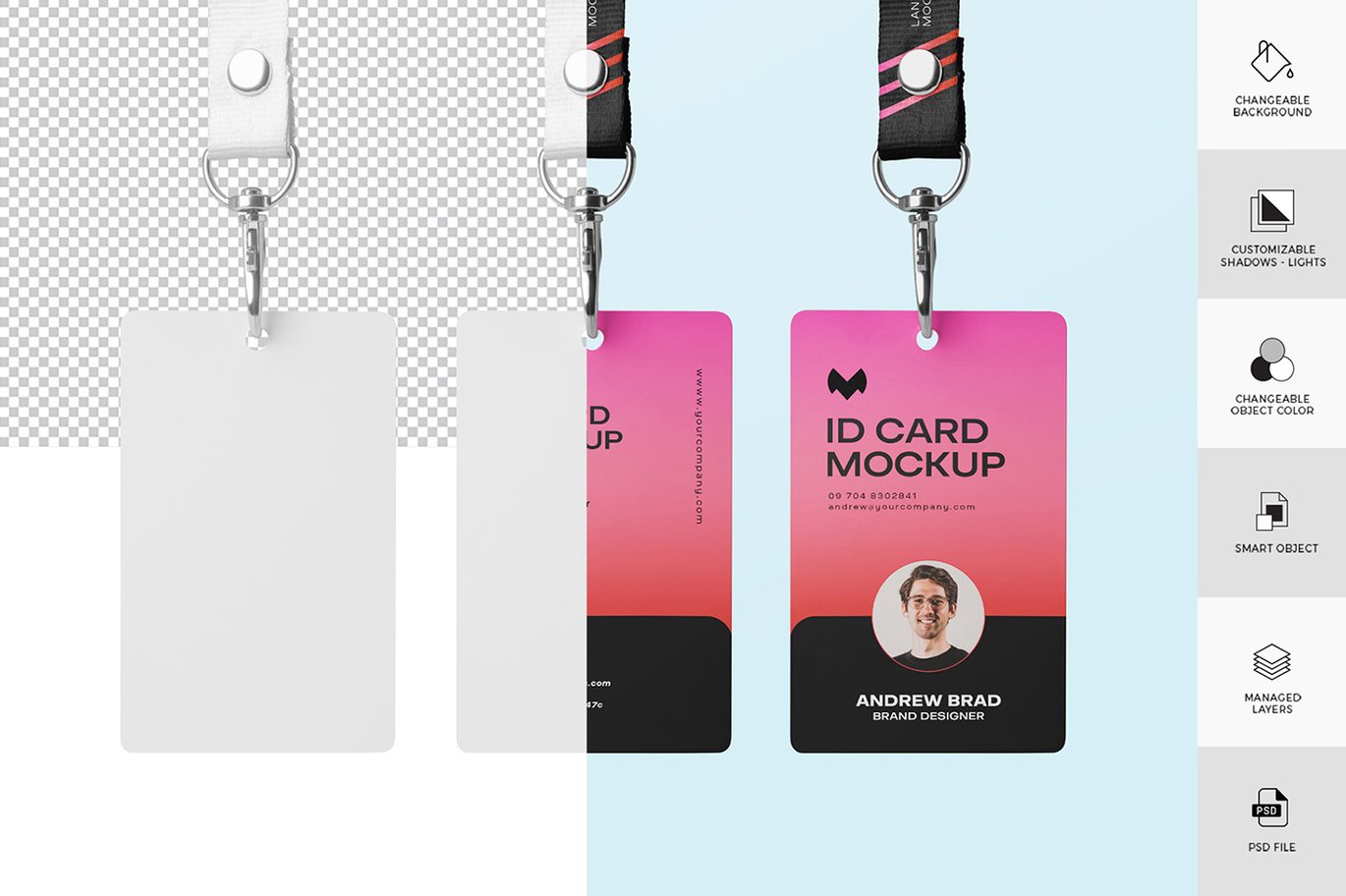 工作证ID卡设计展示样机 ID Card Mockup