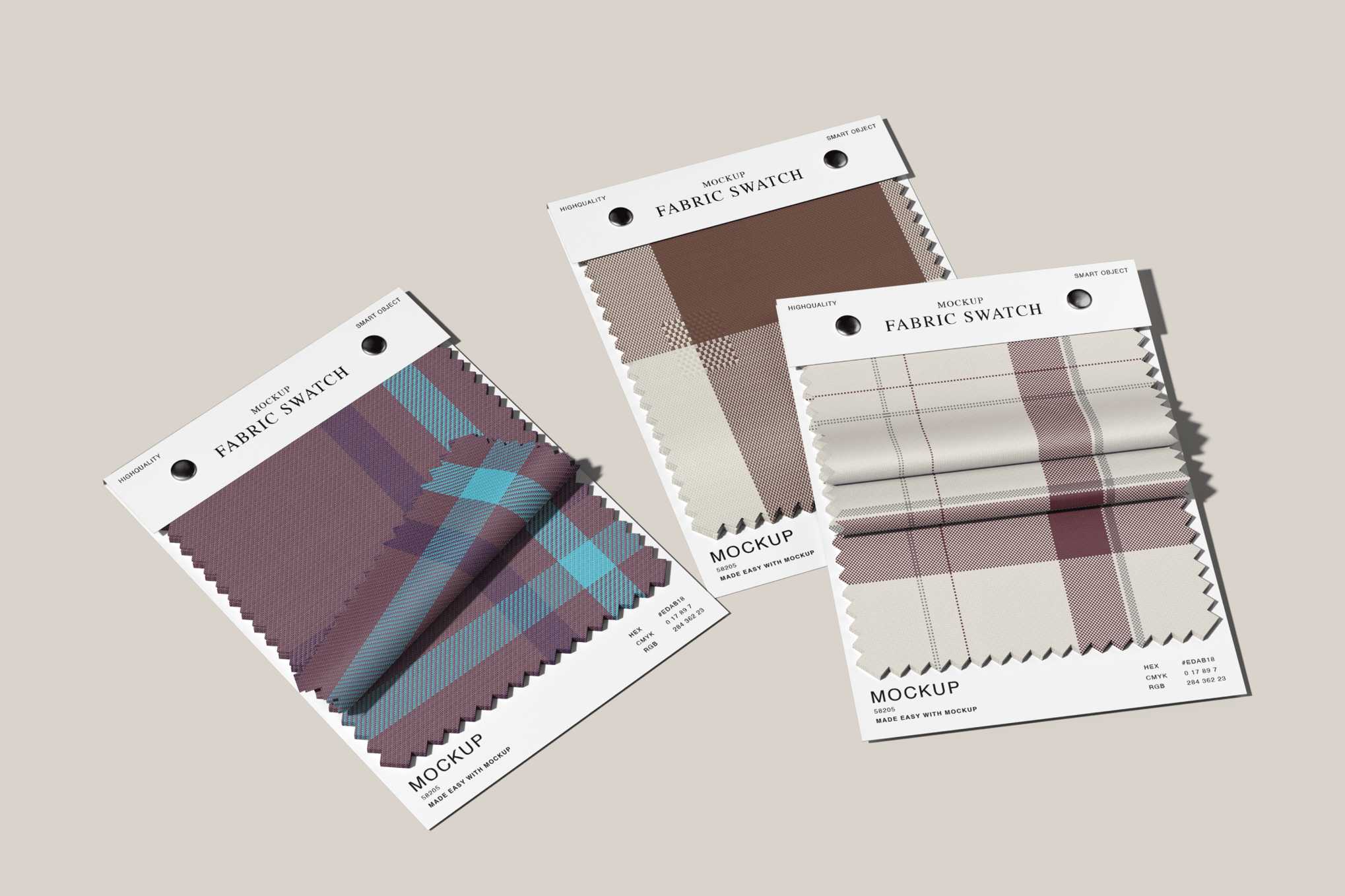 服装面料样本展示样机 Fabric Swatches Mockup