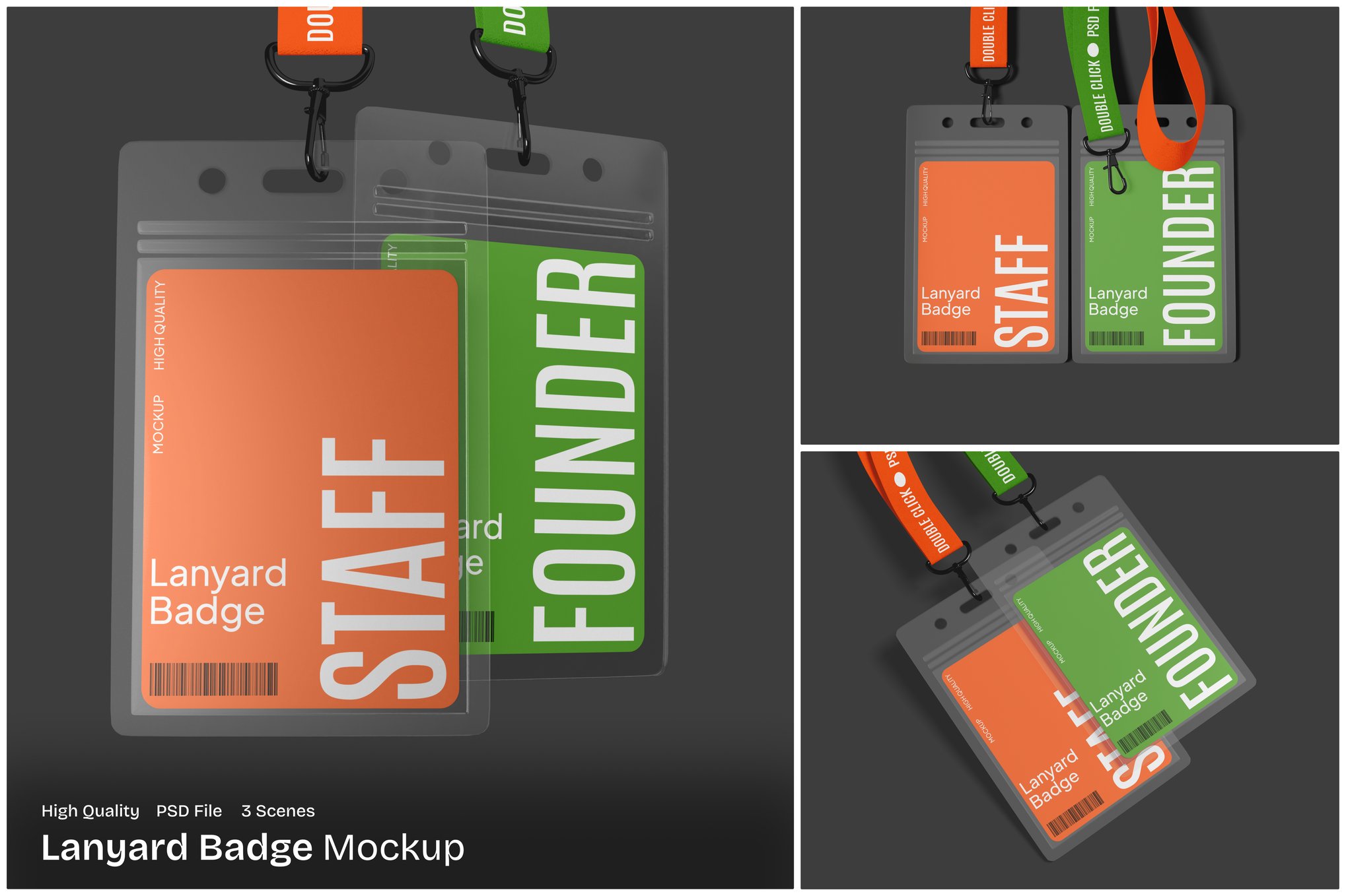 挂绳工牌设计展示样机 ID Lanyard Badge Mockup