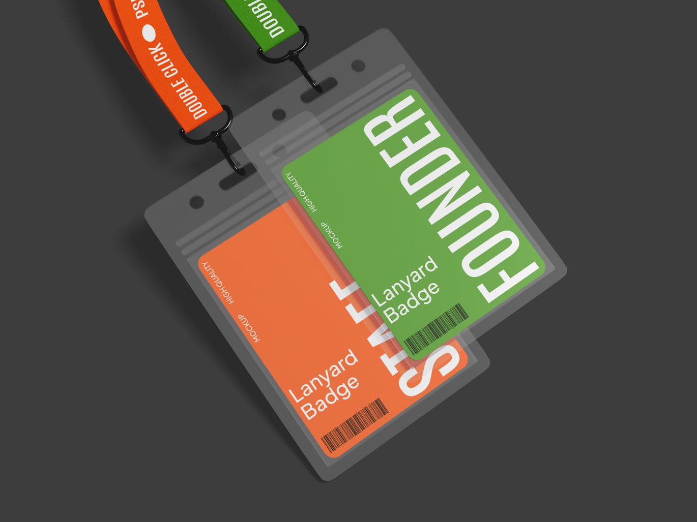 挂绳工牌设计展示样机 ID Lanyard Badge Mockup