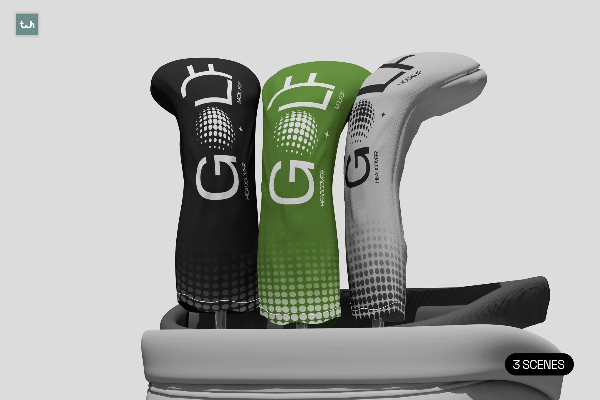 高尔夫球杆头套设计样机 Head Cover Stick Golf Mockup