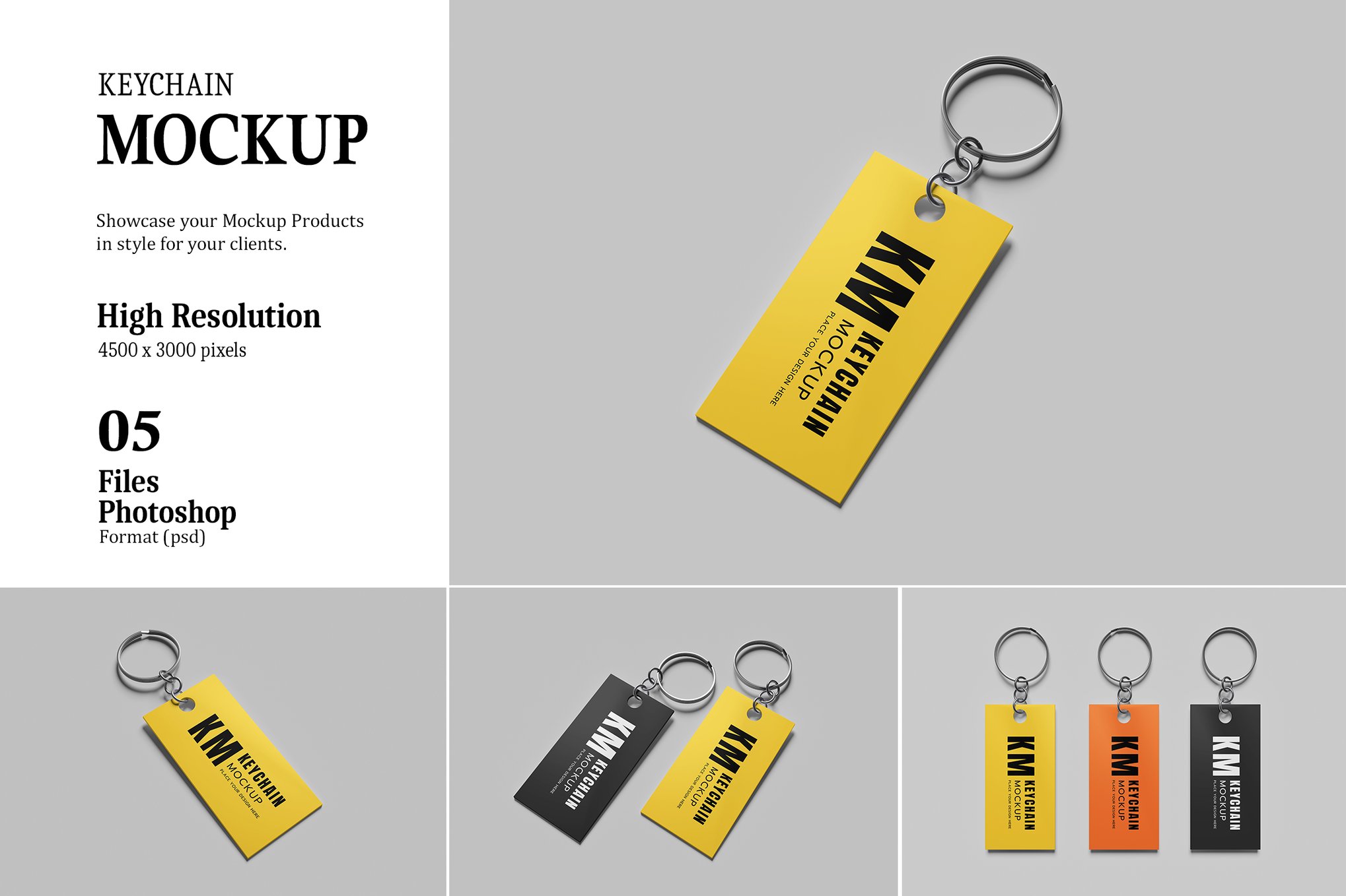 创意钥匙扣设计展示样机 Keychain Mockup