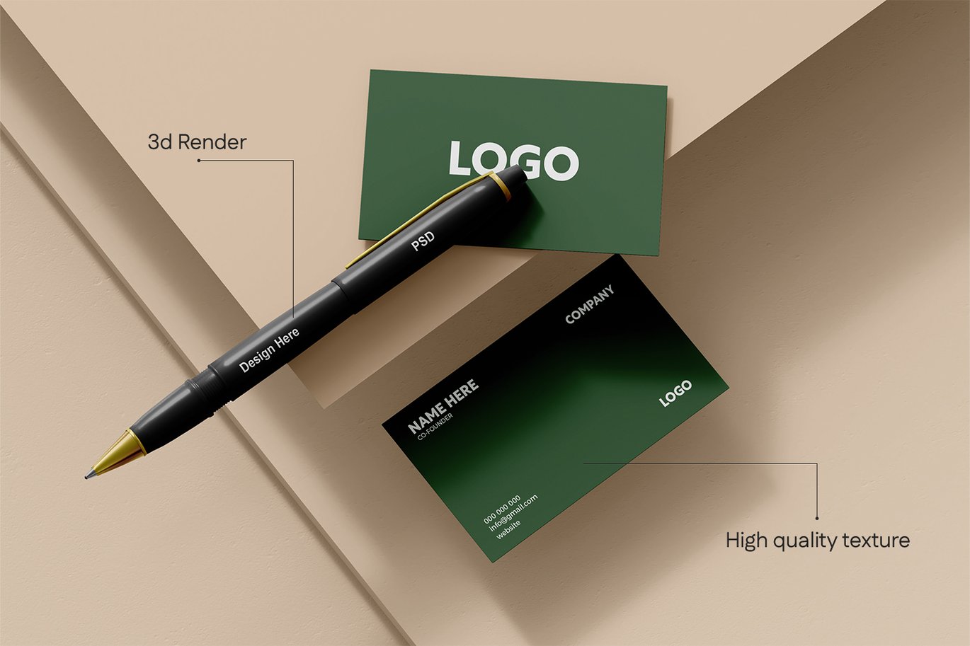 新版名片设计展示样机 New Business Card Mockup