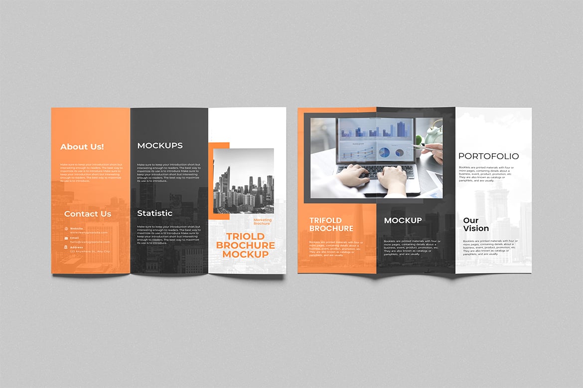 三折页宣传册设计样机 Trifold Brochure Mockup