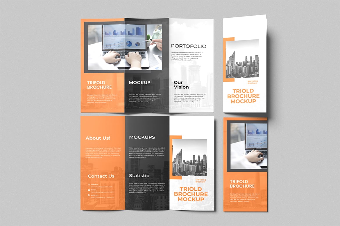 三折页宣传册设计样机 Trifold Brochure Mockup