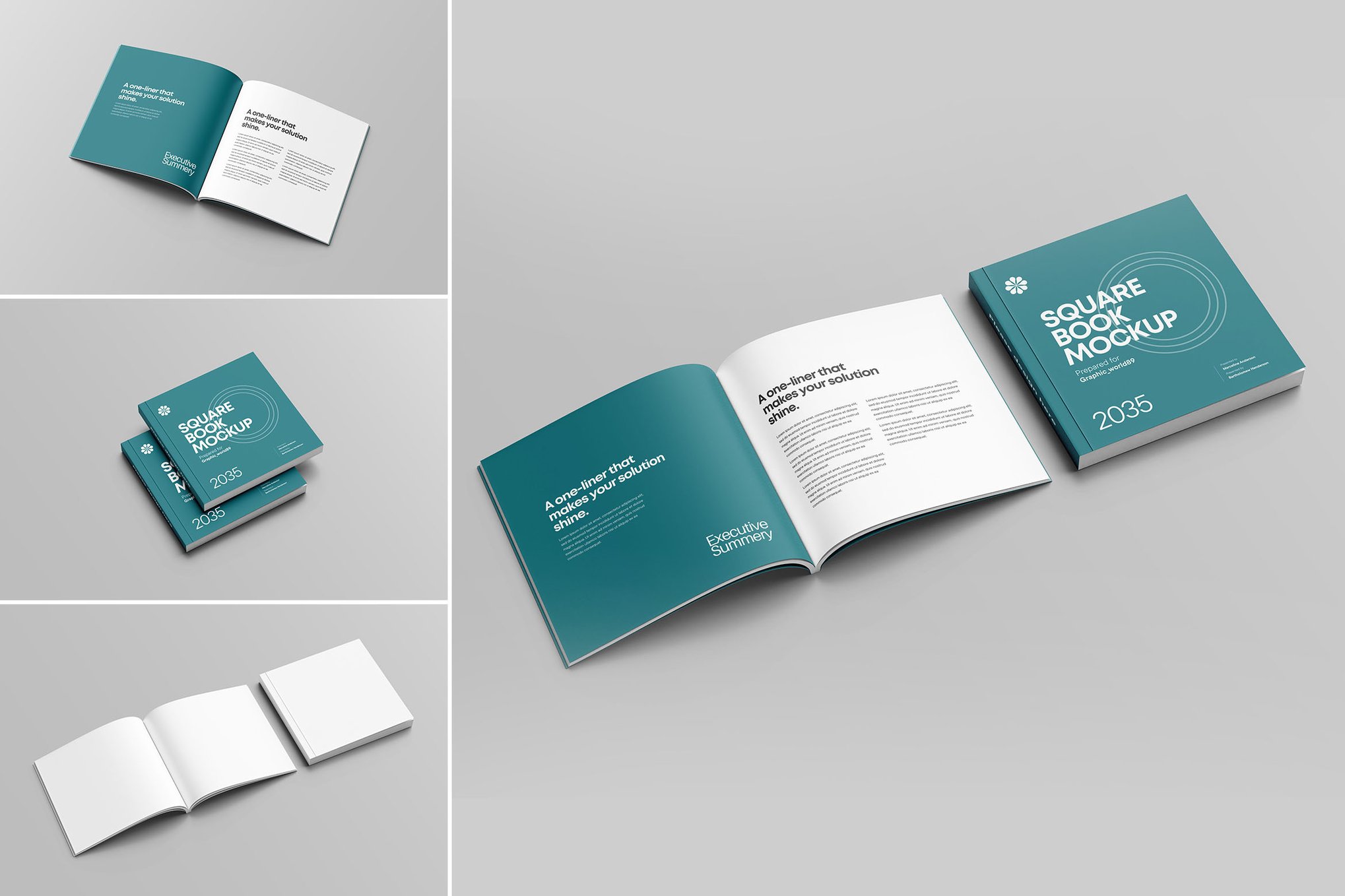 方形书籍杂志设计样机 Square Book Mockup