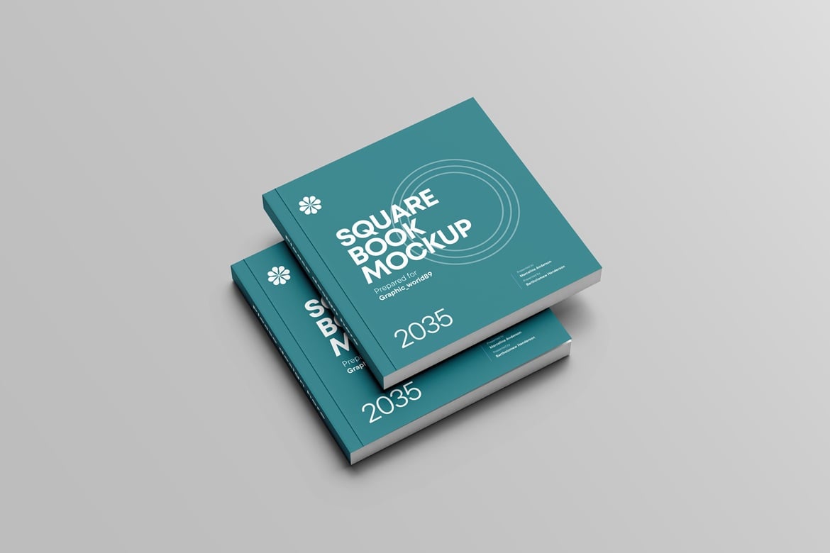方形书籍杂志设计样机 Square Book Mockup