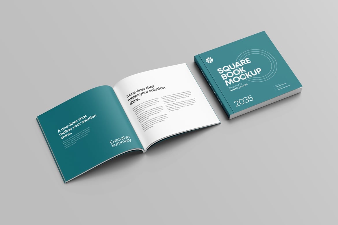 方形书籍杂志设计样机 Square Book Mockup