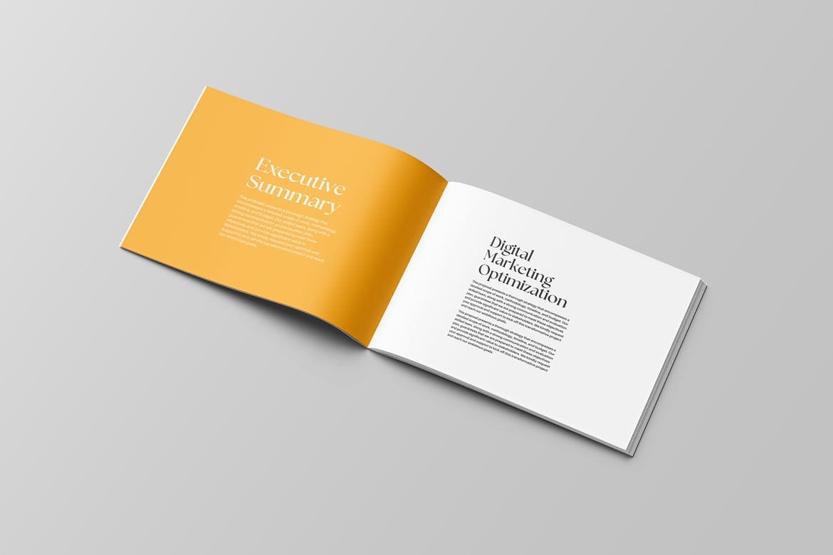 横版杂志画册展示样机 Landscape Magazine Mockup