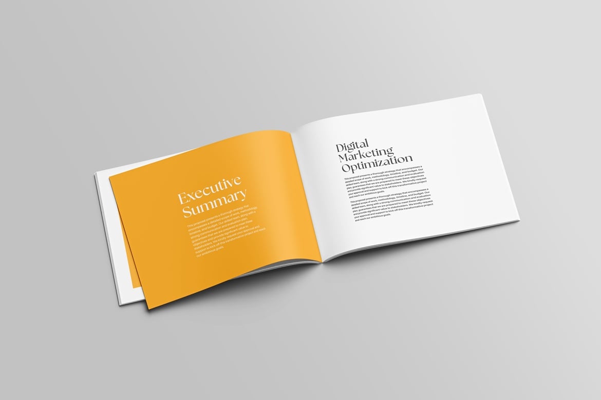 横版杂志画册展示样机 Landscape Magazine Mockup