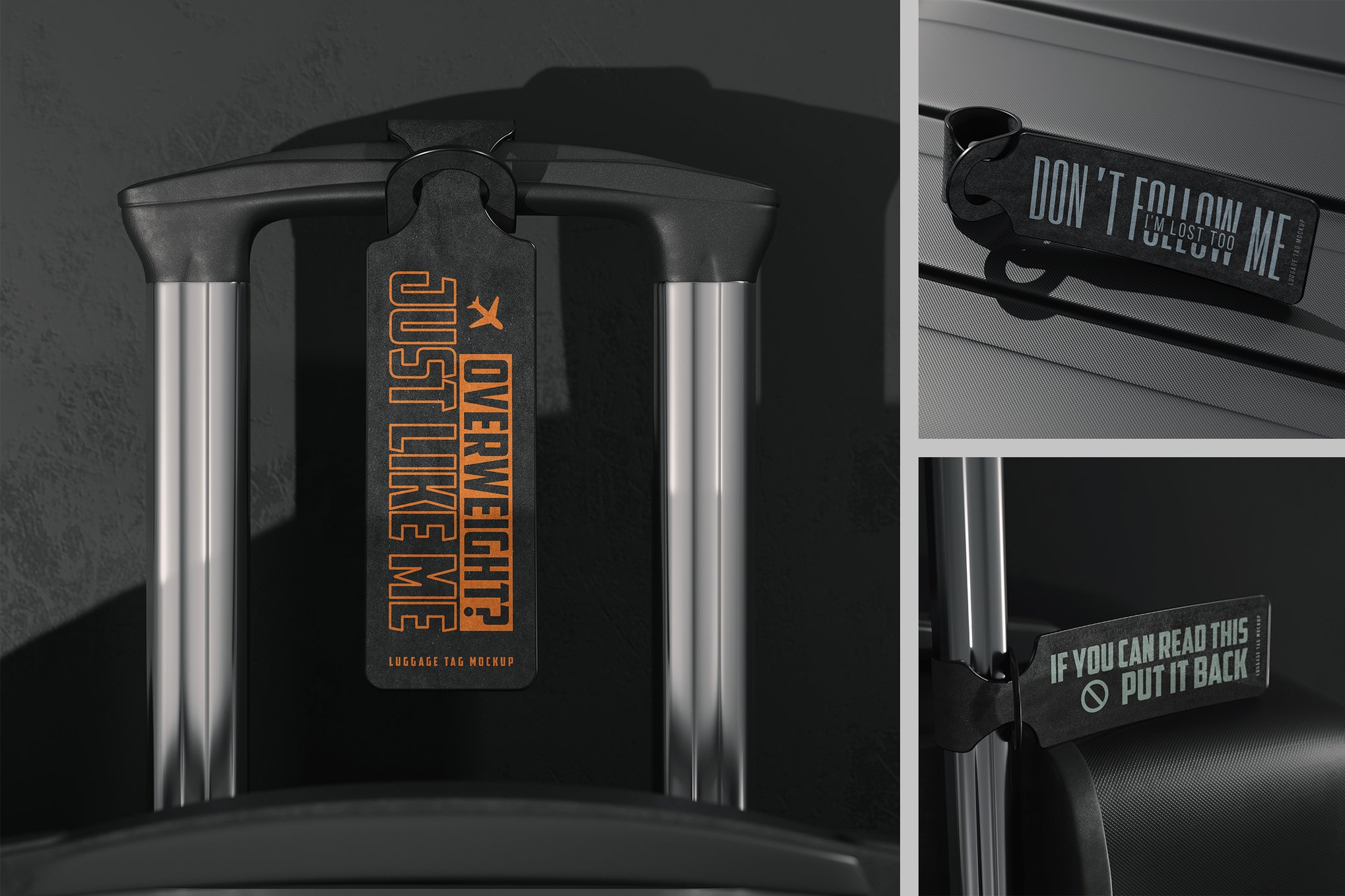 皮质行李牌标签样机 Leather Luggage Tag Mockup