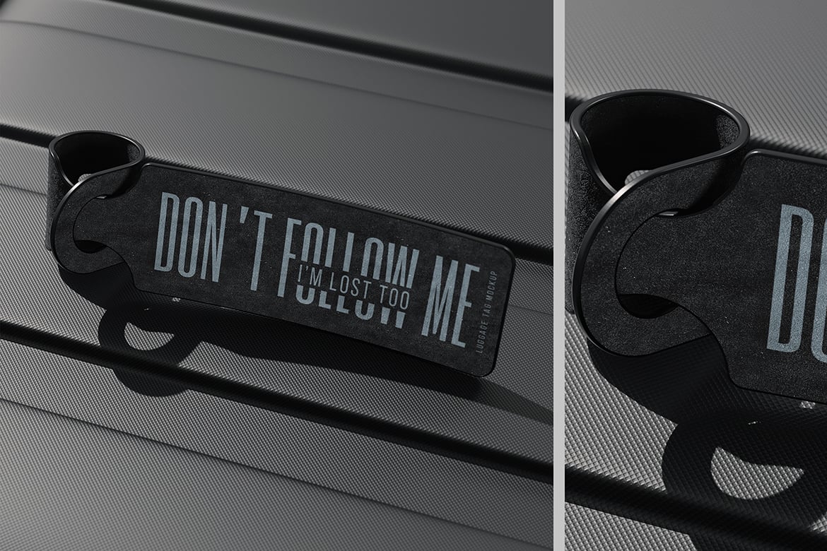 皮质行李牌标签样机 Leather Luggage Tag Mockup