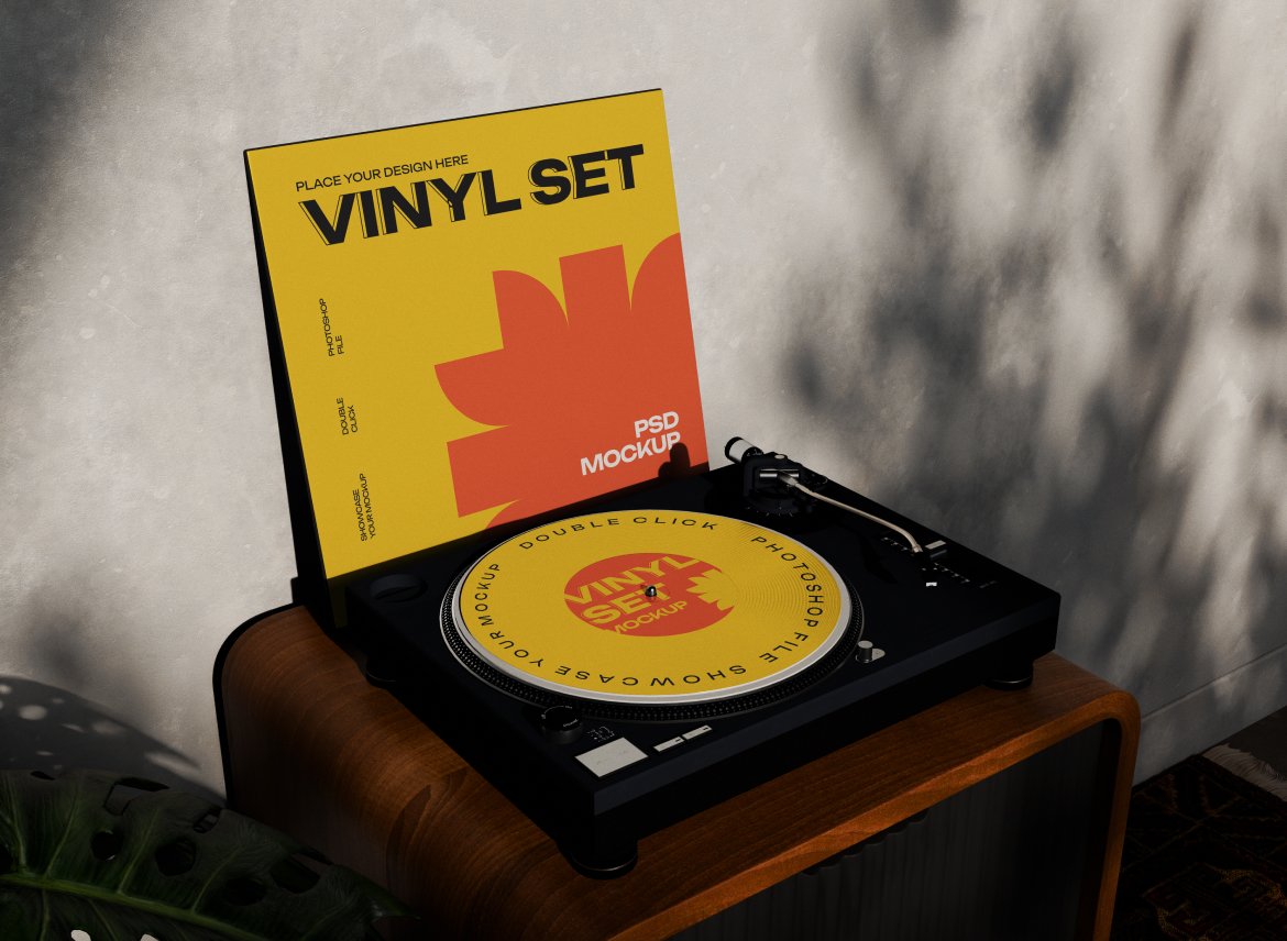 黑胶唱片包装展示样机 Vinyl Record Mockup