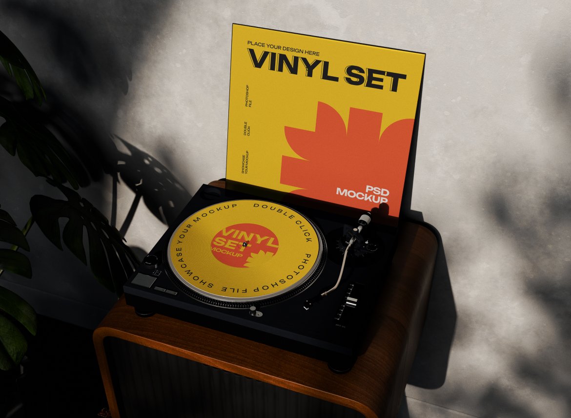 黑胶唱片包装展示样机 Vinyl Record Mockup插图2 黑胶唱片包装展示样机 Vinyl Record Mockup