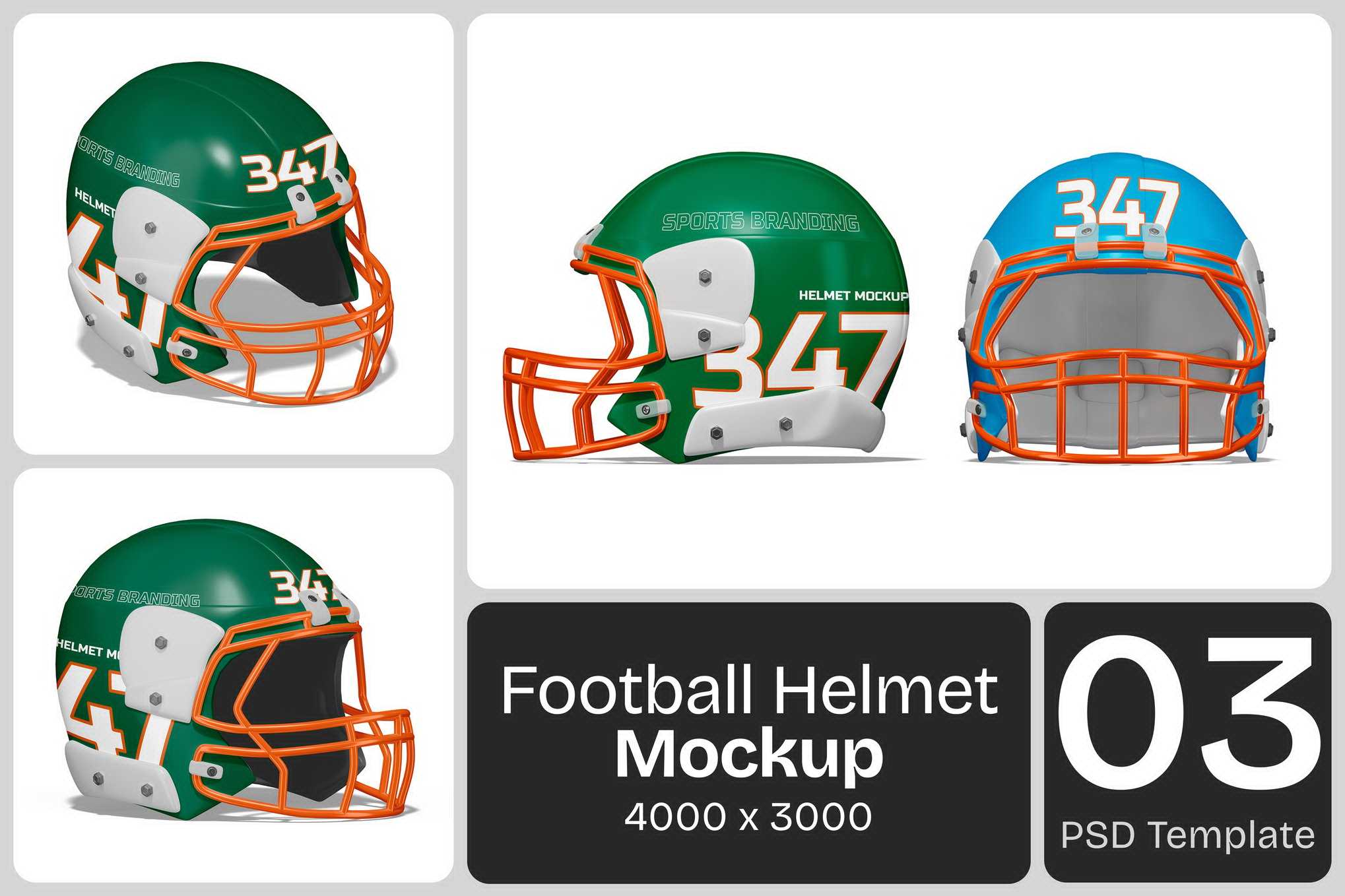 橄榄球头盔展示样机 Football Helmet Mockup