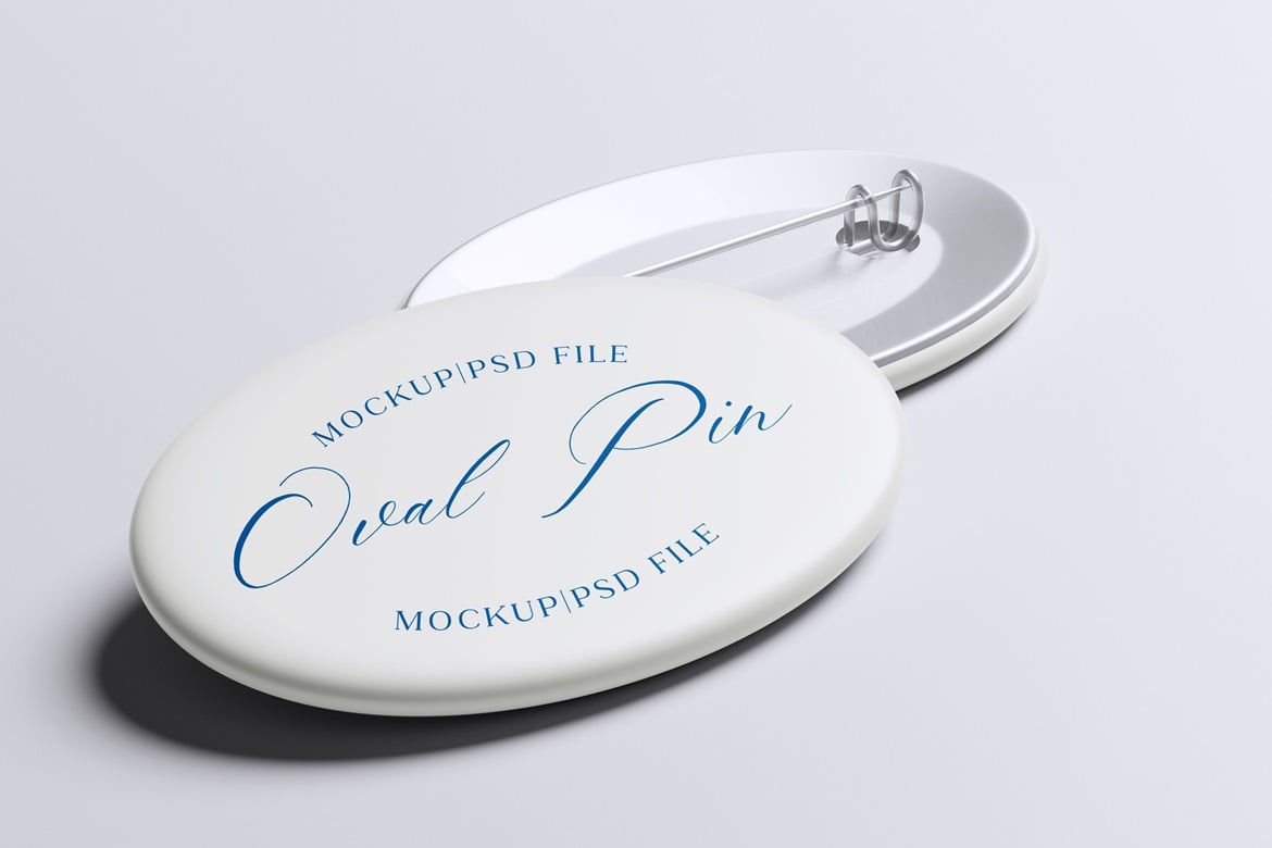 椭圆形珐琅徽章样机 Oval Pin Mockup